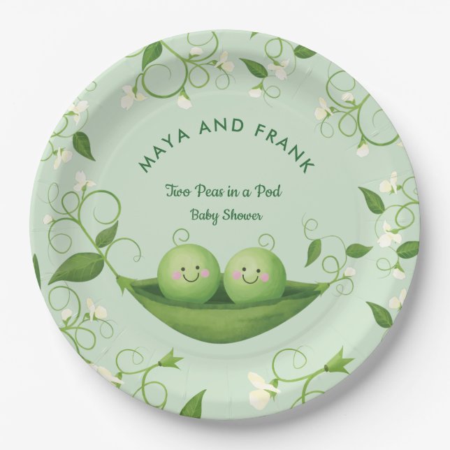 Two Peas in a Pod Baby Shower   Paper Plates (Front)