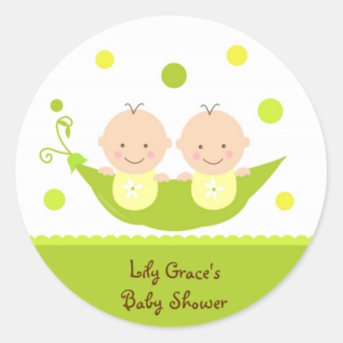 Two Peas In A Pod  Baby Shower Thank you Stickers