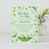 Two Peas in a Pod Baby Shower Twins Invitation (Standing Front)