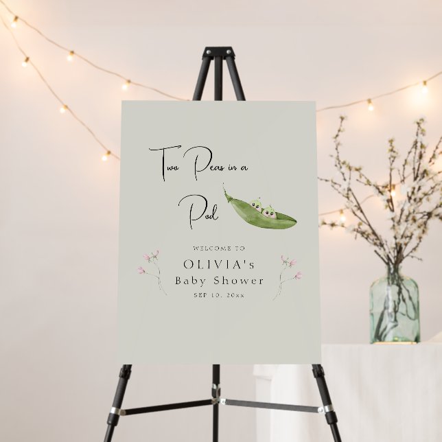 Two Peas in a Pod Baby Shower Welcome Board (In Situ (Stand))