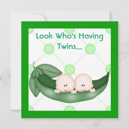 TWO PEAS IN A POD BABY TWIN  SHOWER  INVITATION  G