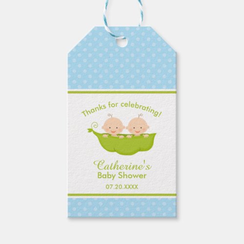 Two Peas in  a Pod Blue Twins Gift Tags