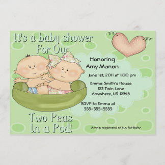 Two Peas in a Pod Boy Girl Baby Shower Invitation