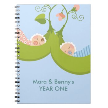 Two Peas In A Pod Boy Girl Twins Notebook by mistyqe at Zazzle
