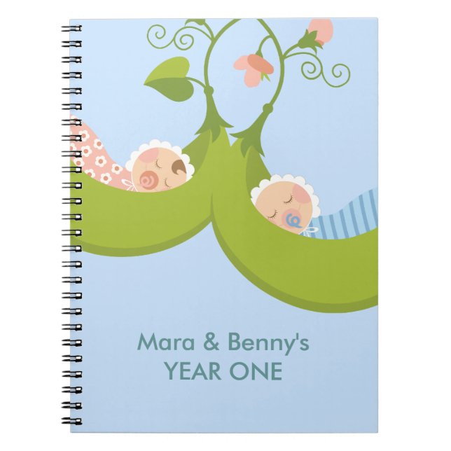 Two Peas in a Pod Boy Girl Twins Notebook (Front)