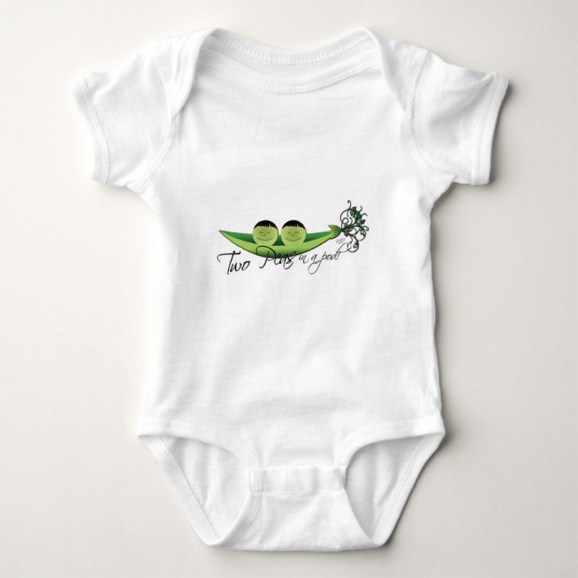 Two Peas In A Pod | boy twins Baby Bodysuit (Front)