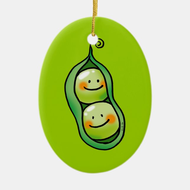 Two peas in a pod ceramic ornament (Front)