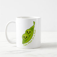 Two Peas In a Pod Cute and Funny Idiom Cartoon Mug