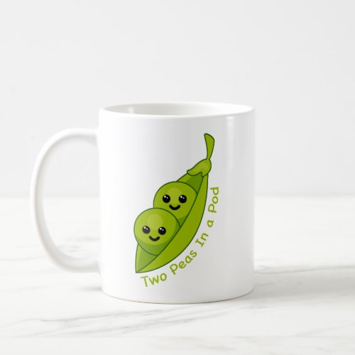 Two Peas In a Pod Cute and Funny Idiom Cartoon Mug