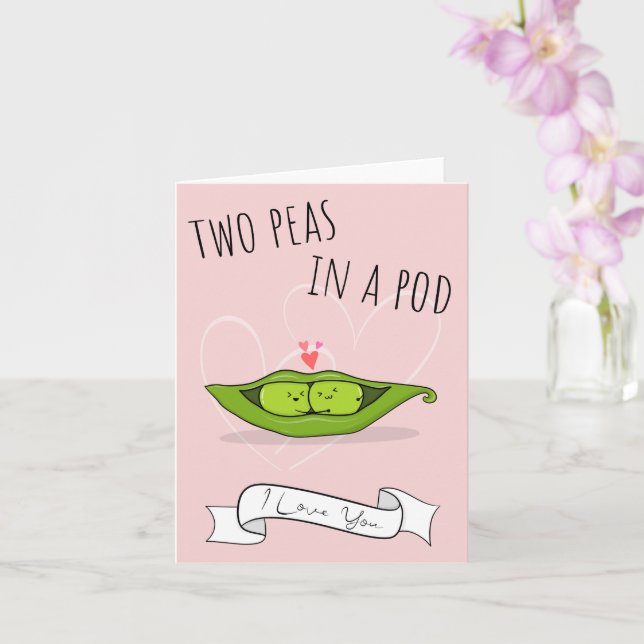 Two Peas In A Pod Cute Food Pun Card (Orchid)