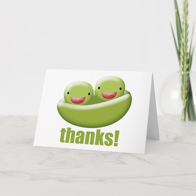 Two Peas In A Pod Give Thanks Thank You Card (Front)