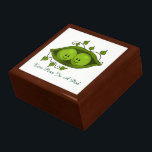 Two Peas In A Pod Jewelry Box<br><div class="desc">A green pea pod surrounded by green leaves. Inside the pod snuggled up together are two adorable peas with the cutest faces. Below is a text template reading Two peas in a pod,  which you can use as it is or change to your own text.</div>