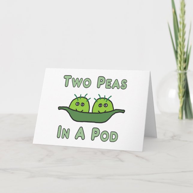 Two Peas In A Pod Letterpress Thank You Card (Front)