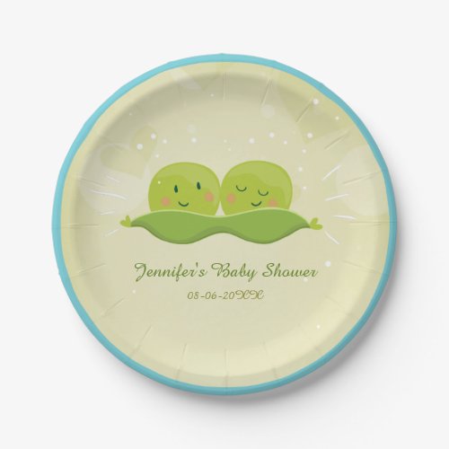 Two peas in a pod Paper Plates Baby Shower Twins