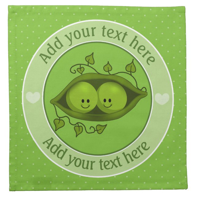 Two Peas In A Pod Personalized Cloth Napkin (Front)
