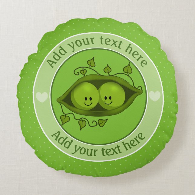 Two Peas In A Pod Personalized Round Pillow (Front)