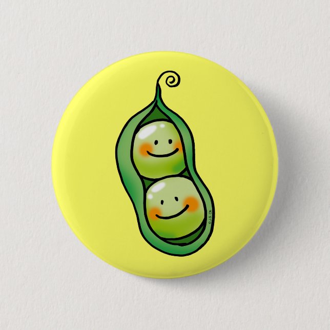 Two peas in a pod pinback button (Front)