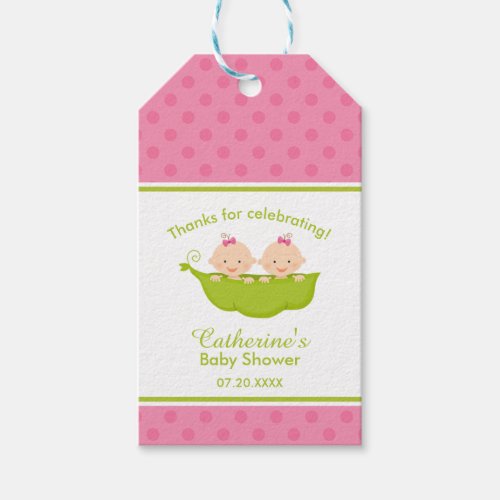 Two Peas in  a Pod Pink Twins Gift Tags