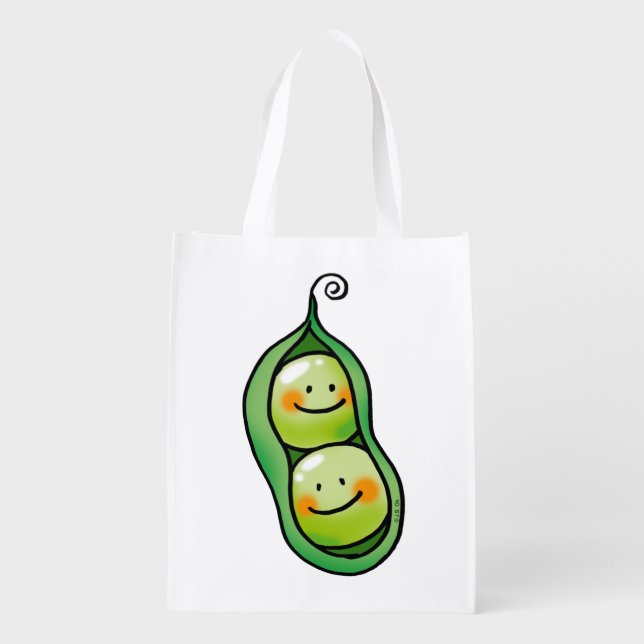 Two peas in a pod reusable grocery bag (Back)