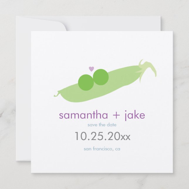 Two Peas in a Pod Save the Date: Cream Felt Paper Date (Front)