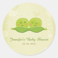 Two peas in a pod sticker Twin baby shower Neutral