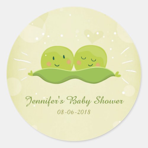 Two peas in a pod sticker Twin baby shower Neutral