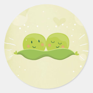 Two peas in a pod sticker Twin baby shower Neutral