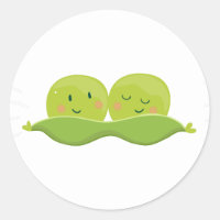 Two peas in a pod sticker Twin baby shower Neutral