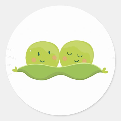 Two peas in a pod sticker Twin baby shower Neutral