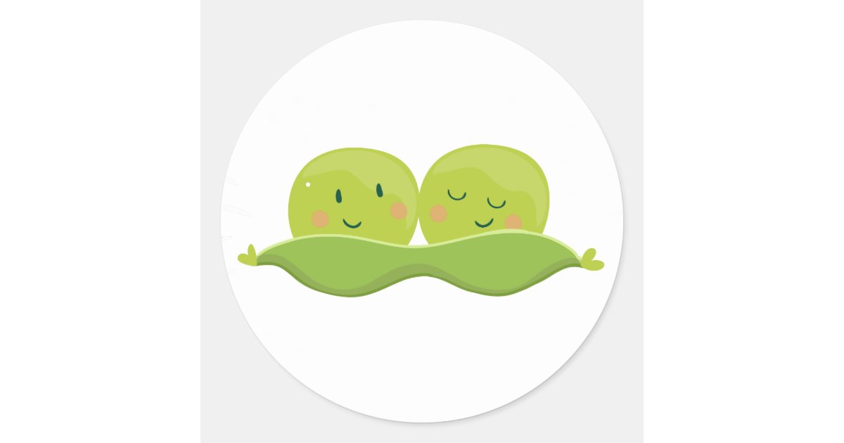Two peas in a pod sticker Twin baby shower Neutral