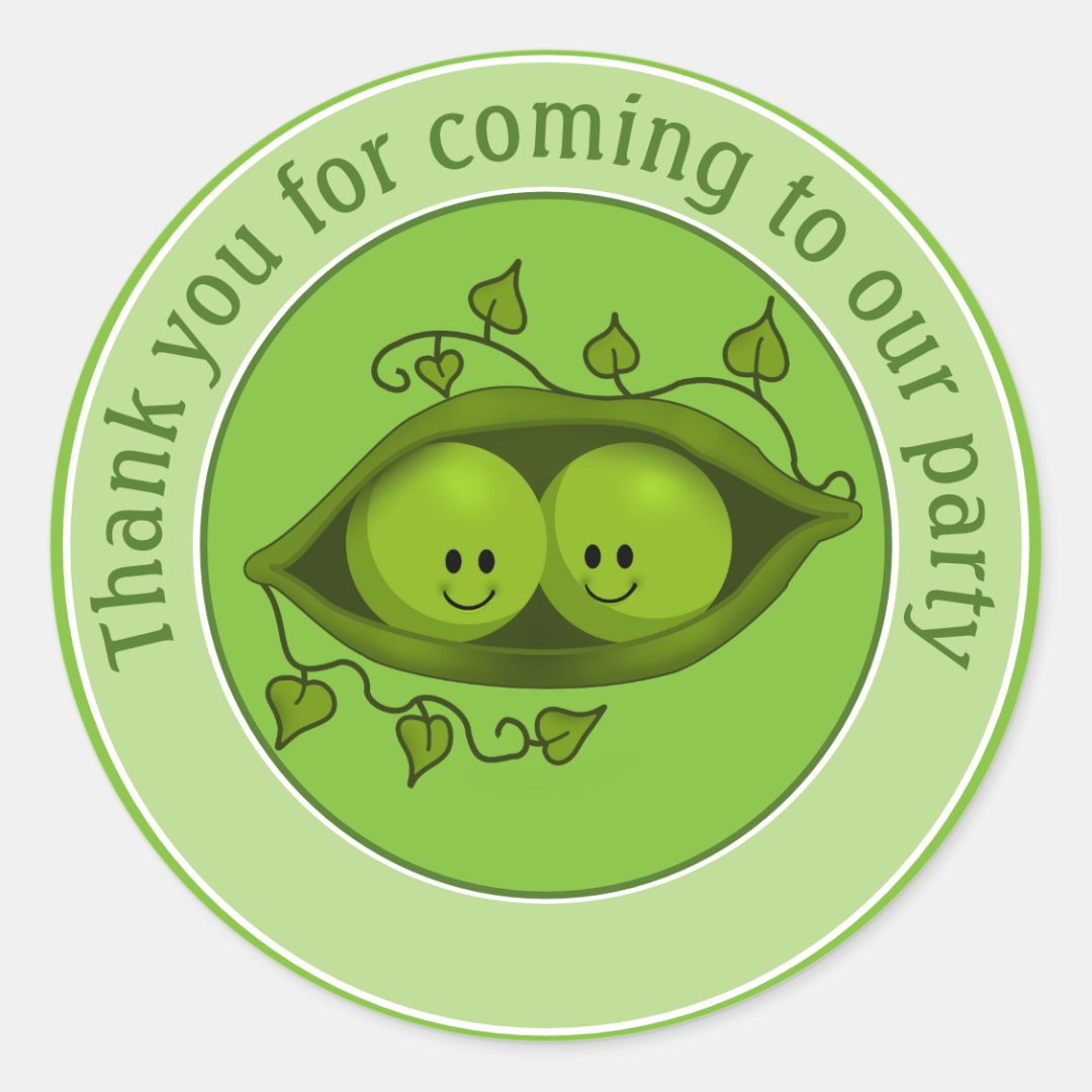 Two Peas In A Pod, Thank You Classic Round Sticker Zazzle