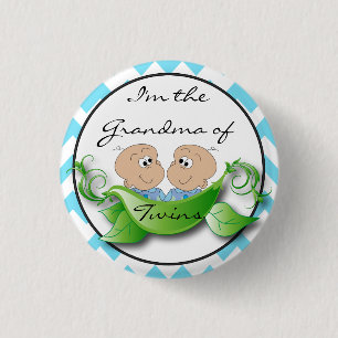Two Peas in a Pod Twin Baby Boy Shower Theme Pinback Button