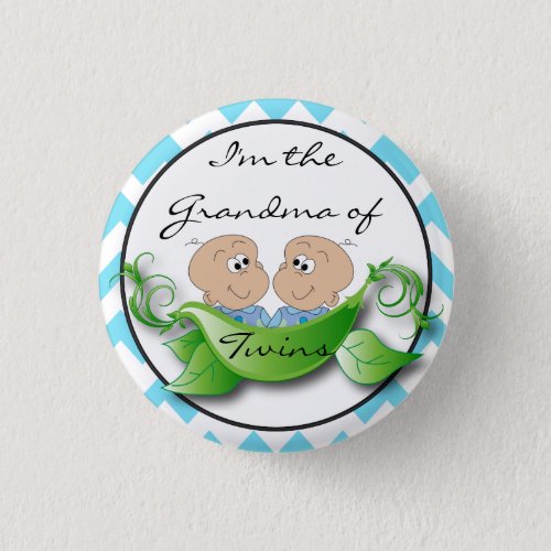 Two Peas in a Pod Twin Baby Boy Shower Theme Pinback Button