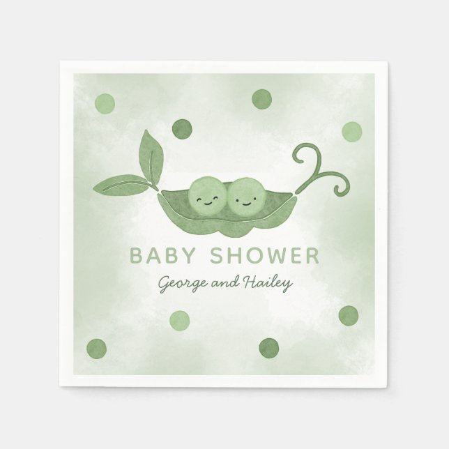 Two Peas In a Pod Twin Baby Shower Napkins (Front)