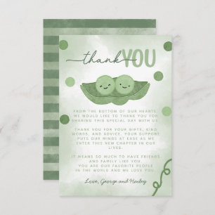 Two Peas In a Pod Twin Baby Shower Thank You Card