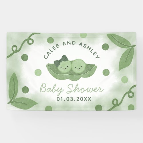 Two Peas In a Pod Twin Boy and Girl Baby Shower Banner