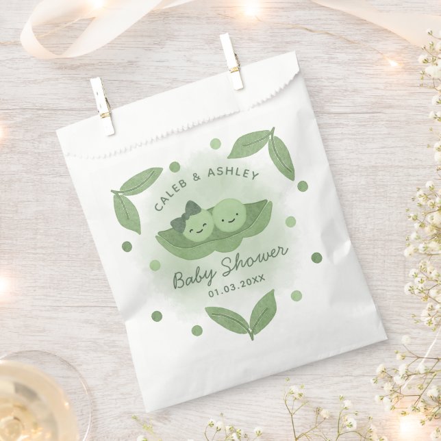 Two Peas In a Pod Twin Boy Girl Baby Shower Favor Bag (Clipped)
