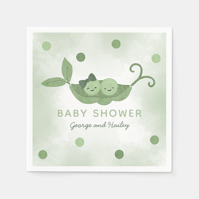 Two Peas In a Pod Twin Boy Girl Baby Shower Napkins (Front)