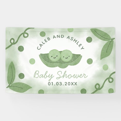 Two Peas In a Pod Twin Boys Baby Shower Banner