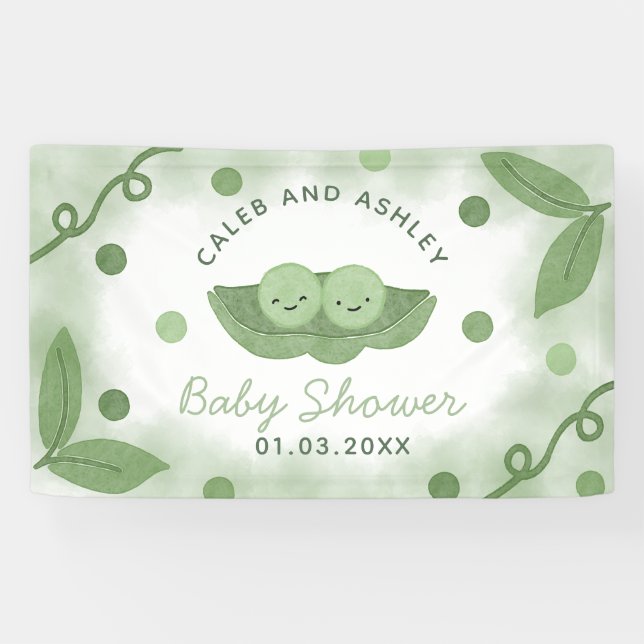 Two Peas In a Pod Twin Boys Baby Shower Banner (Horizontal)