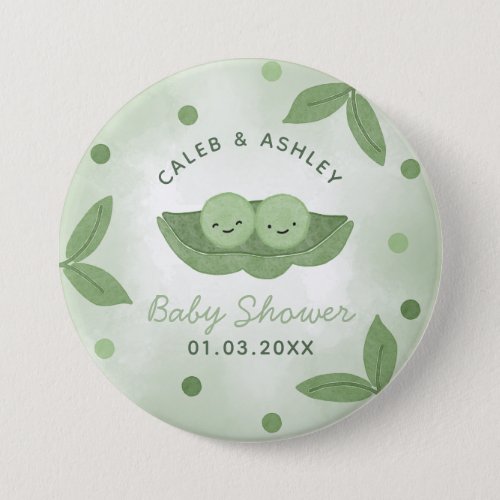 Two Peas In a Pod Twin Boys Baby Shower Button