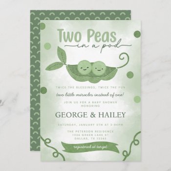 Two Peas In A Pod Twin Boys Baby Shower Invitation by PerfectPrintableCo at Zazzle