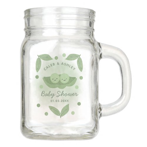 Two Peas In a Pod Twin Boys Baby Shower Mason Jar