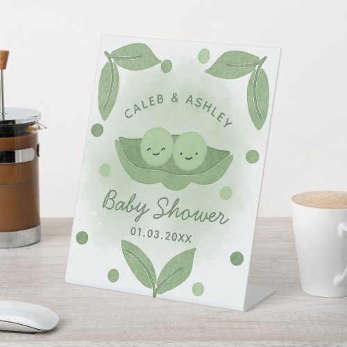 Two Peas In a Pod Twin Boys Baby Shower Pedestal Sign