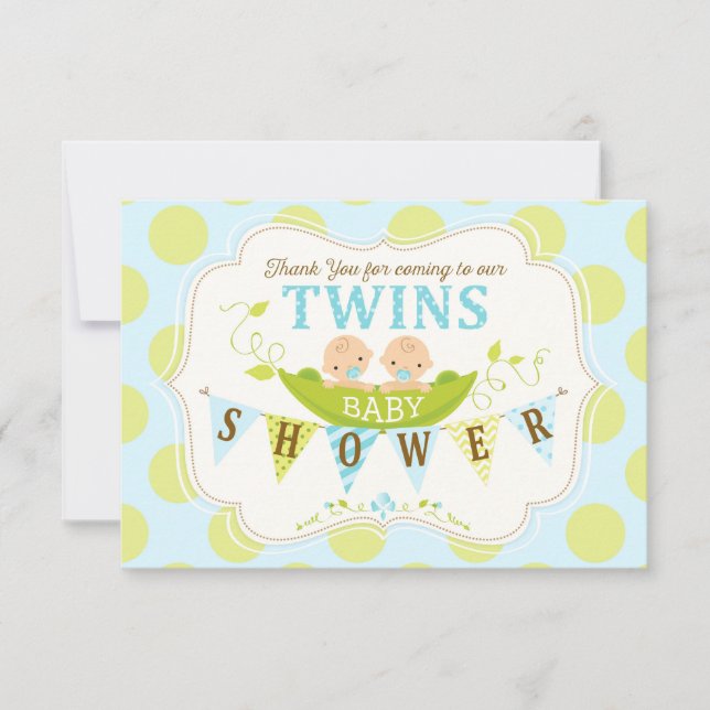 Two Peas in a Pod Twin Boys Thank You Card (Front)