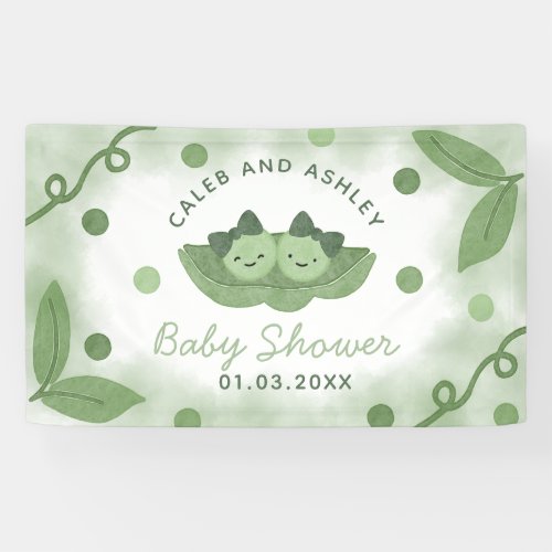 Two Peas In a Pod Twin Girls Baby Shower Banner