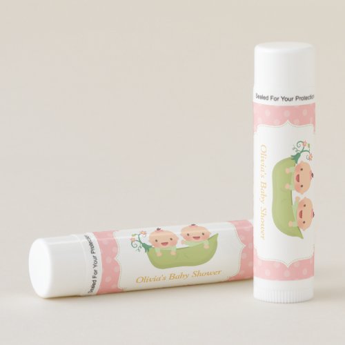 Two Peas in a Pod Twin Girls Baby Shower Favors Lip Balm