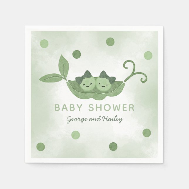 Two Peas In a Pod Twin Girls Baby Shower Napkins (Front)