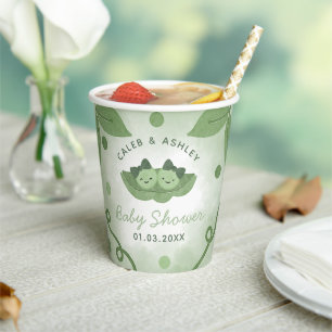 Two Peas In a Pod Twin Girls Baby Shower Paper Cups