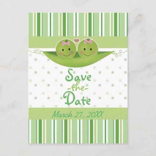 Two Peas in a Pod Twin Girls Baby Shower Sprinkle Announcement Postcard